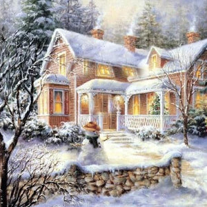 House Under Snow Paint by Diamonds