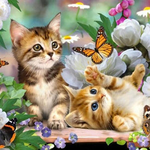 Kittens, Flowers & Butterflies Diamond Painting