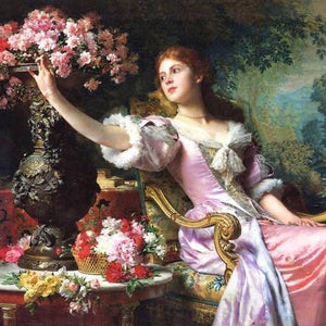 Lady in Pink Dress Paint by Diamonds