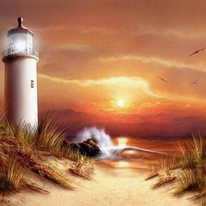 Light House & Sunset View Diamond Painting