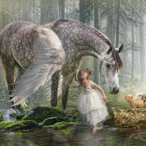 Little Girl & Fantasy Horse Paint by Diamonds