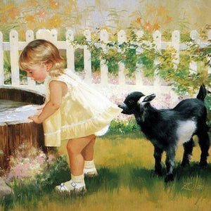 Little Girl with Lamb Diamond Painting Kit