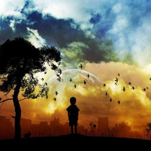 Little Kid Watching Flying Birds Diamond Painting