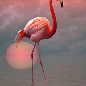 Lonely Flamingo & Setting Sun Diamond Painting