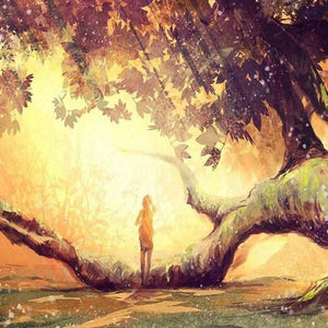 Lonely Girl under the Tree Diamond Painting