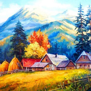 Mountains & Houses Paint by Diamonds