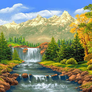Mountains Stream Paint by Diamonds