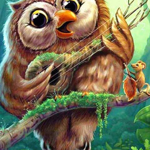 Owl Playing Guitar Paint by Diamonds