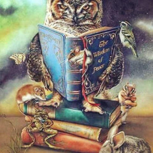 Owl Reading Book Paint by Diamonds