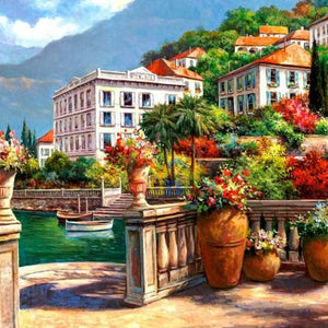 Peaceful Villas by the River Paint by Diamonds