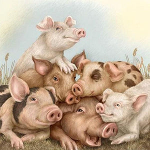 Pigs Family Paint by Diamonds
