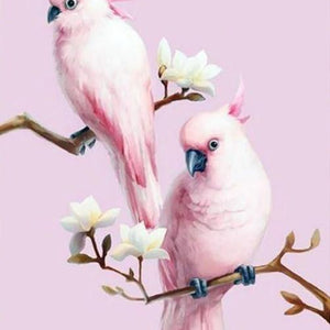 Pink Cockatoos Pair Paint by Diamonds