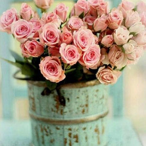 Pink Rose Bouquet Paint by Diamonds