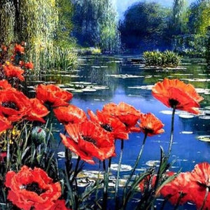Poppy Flowers Paint by Diamonds