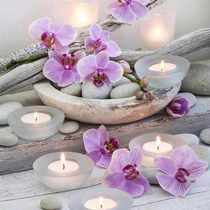 Purple Orchids & Candles Diamond Painting