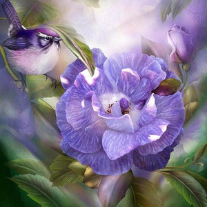 Purple Rose & Bird Paint by Diamonds