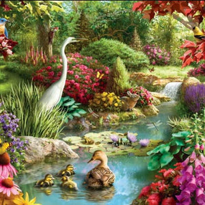 Rabbit & Birds in a Beautiful Garden Diamond Painting