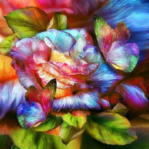 Rainbow Butterflies & Rose Paint by Diamonds