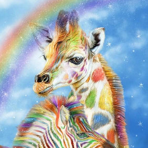 Rainbow Giraffe & Zebra Paint by Diamonds