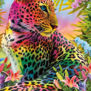 Rainbow Leopard & Flowers Paint by Diamonds