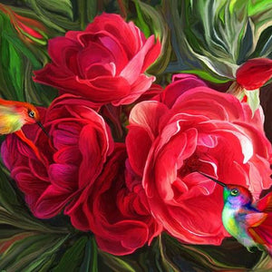 Roses & Humming Birds Diamond Painting