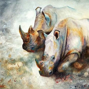 Rhinos Pair Paint by Diamonds
