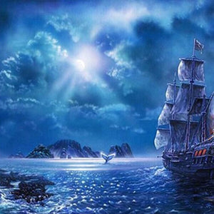Sailing Ship at Night Diamond Painting Kit