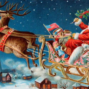 Santa Claus on his Flying Cart Diamond Painting