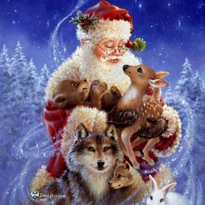 Santa Claus with Animal Friends Diamond Painting