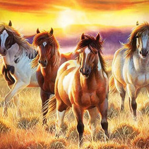 Setting Sun & Beautiful Horses Diamond Painting