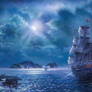 Ship in Ocean at Night Diamond Painting