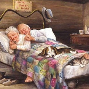 Sleeping Old Couple Paint by Diamonds
