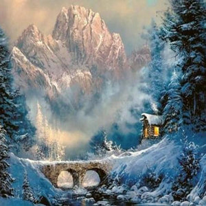 Snowy Landscape Paint by Diamonds