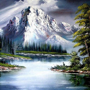 Snowy Mountain & Lake Diamond Painting Kit