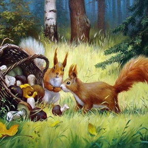 Squirrels in the Forest Diamond Painting Kit
