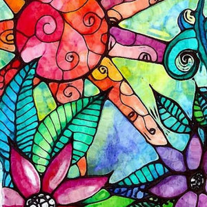 Stained Glass Flowers Paint by Diamonds