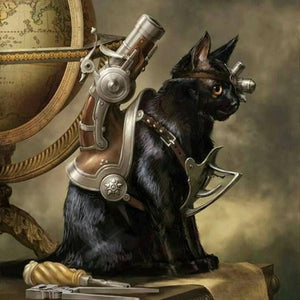 Steampunk Cat and Gun Paint by Diamonds