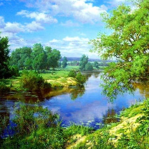 Summer Trees & Lake View Diamond Painting