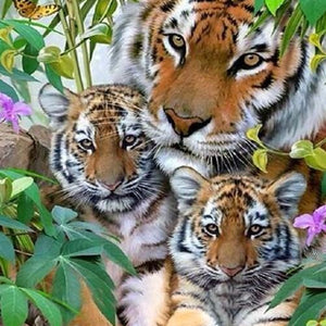 Tiger & Adorable Cubs Paint by Diamonds