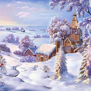 Village under Snow Paint by Diamonds
