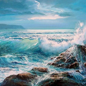 Waves Crashing on Rocks Diamond Painting Kit