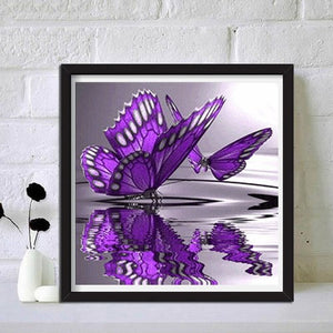 Purple Butterfly Water On Water Point Diamond Painting