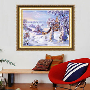 City In Snow Wonderful Painting