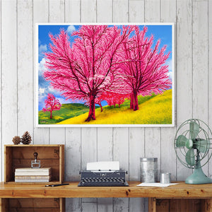 Pink Romantic Flower Tree Diamond Painting