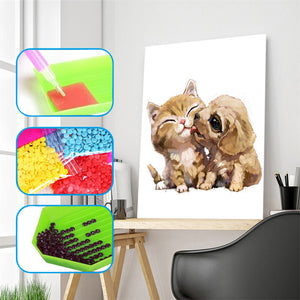 Playing Cat And Dog Diamond Painting