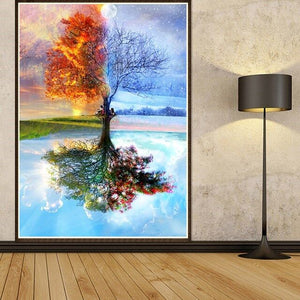 Four Season Tree Reflection Painting