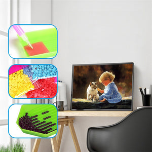 Baby Girl With Cat Diamond Painting