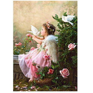 Girl With Birds And Flowers