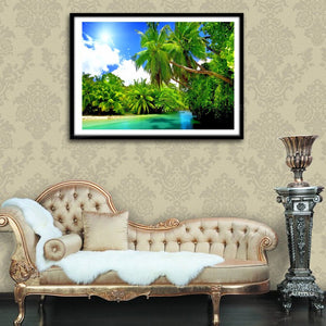 Coconut tree  On Lake Diamond Painting