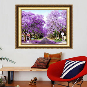 Purple Flower Tree Beautiful Painting